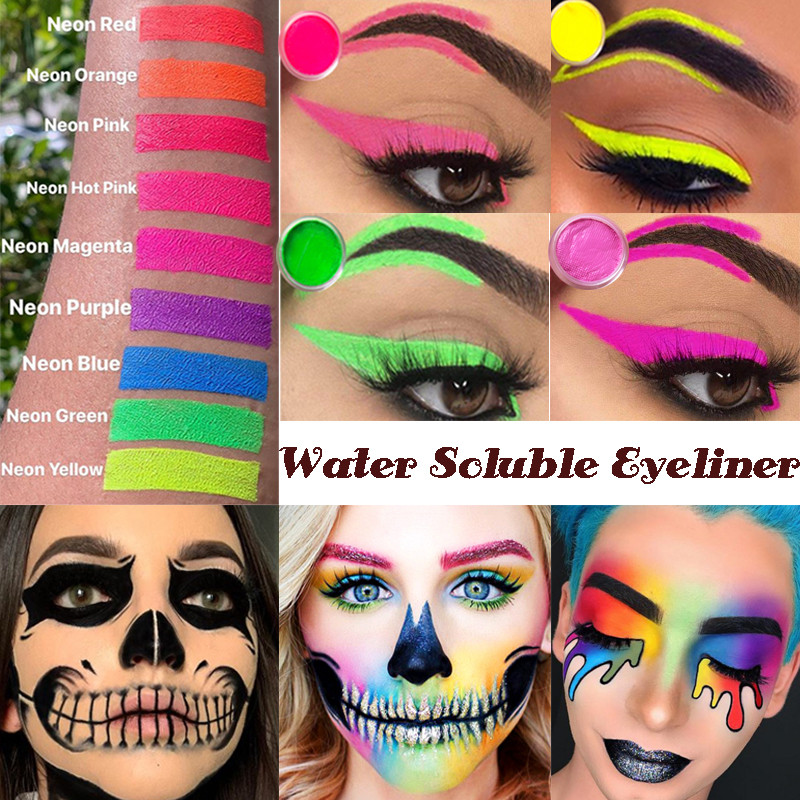 12 Colors Water Activated Eyeliner Uv Light Neon Pastels Eyeliner