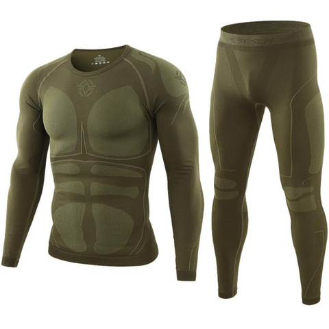 Winter Thermal Underwear Men Long Johns Sets Outdoor Windproof Sports Fitness Clothes Top Quality Military Style Underwear Sets ► Photo 1/6