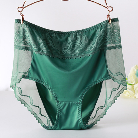 Plus Size Satin Panties Women's New Sexy High Quality Satin Transparent Mesh Women Underwear No Trace Big Briefs Large Sizes ► Photo 1/6