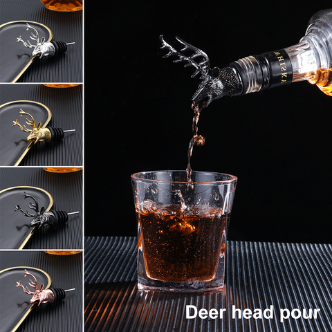 Zinc Alloy Wine Pourer Bottle Stoppers Deer Elk Lion Bull Head Bar Tools Wedding Party Drinks Wine Aerators Kitchen Accessories ► Photo 1/1