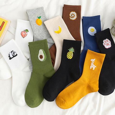 1 Pair Kawaii Women Socks Happy Funny Socks Fruit Harajuku Candy Colors Mid Socks Casual Crew Socks Women Size 35-42 Short Socks ► Photo 1/6