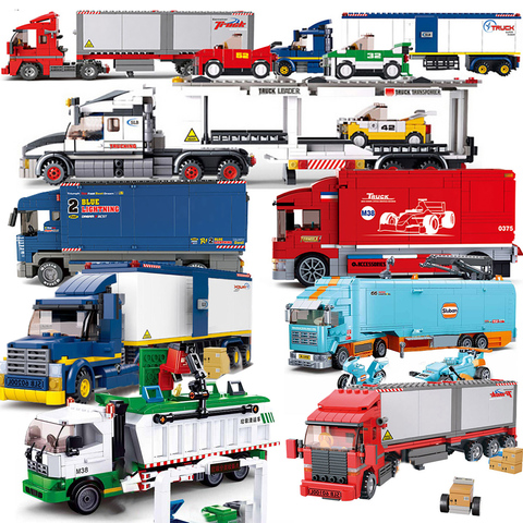 City Container Truck Vehicle Garbage Oil Tank Wash Sets Model Building Blocks Brick Kids Toys Van Carriage Compartment Kits Bus ► Photo 1/6