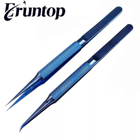 Titanium Microsurgical Instrument Platform Curved Lines Straight Line tweezer 14cm Mobile phone repair tweezer head width 0.15mm ► Photo 1/6