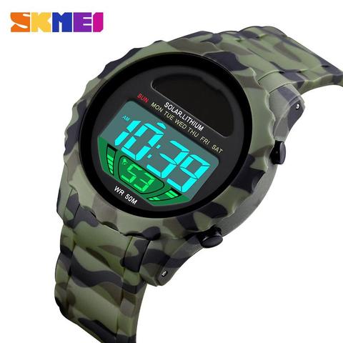 SKMEI Solar Power Digital Watch Men Outdoor Sport Men's Watches Chronograph Multifunctional Waterproof 5Bar Fashion Clock 1585 ► Photo 1/5