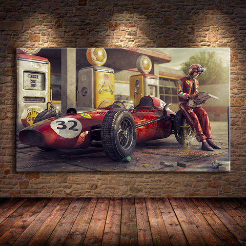 Vintage Car Poster Ferraris Classic Racing F1 Race Car Artwork Wall Art Picture Print Canvas Painting For Home Living Room Decor ► Photo 1/6