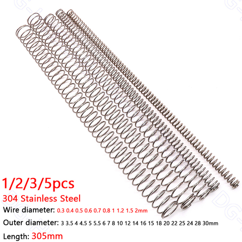 305mm Compression Spring 304 Stainless Steel Pressure Spring Wire Dia 0.3 0.4 0.5 0.6 0.7 0.8 1 1.2 1.5 2mm Outer Dia 3-30mm ► Photo 1/5
