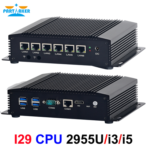 6*LAN 2*COM Mini PC Router 4G support Core i5 8265U i5 4200U i3 4005U i3 6157U Celeron 2955U HD AES-IN DDR3 Industrial Computer ► Photo 1/1