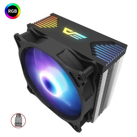 Aigo 4 Heat Pipes CPU Cooler ARGB 120mm 4Pin PC Fan TDP 180W Quiet for Intel LGA775/115 x/AM2/AM3/AM3+ CPU Cooling Fan Radiator ► Photo 1/6