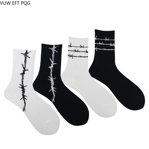 4Pcs/Lot men and women socks Original design barbed wire pattern trend fashion street hip hop style cool unique socks ► Photo 1/6