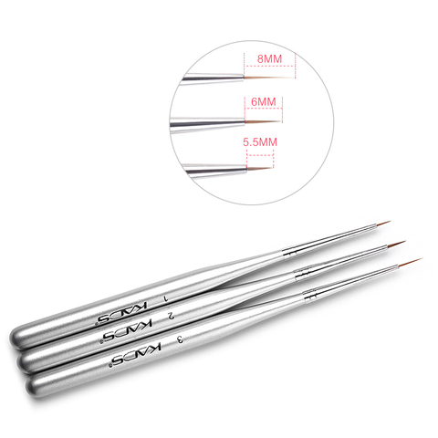 KADS 3pcs/set Professional Nail Liner Brush Drawing Painting Acrylic Nail Art Brush Set for UV Gel Builder Nal Brushes for brush ► Photo 1/6