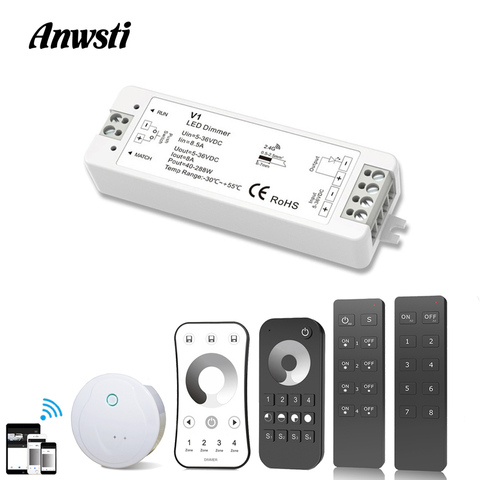 Smart LED Dimmer 12V 24V DC Wireless RF 2.4G 4-Zone Remote Controller 5V 36V Single Color LED Strip Light PWM Wifi Dimmer Switch ► Photo 1/6