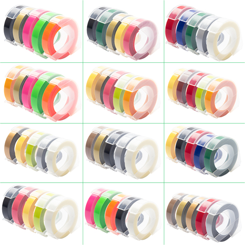 For DYMO 3D Embossing Tape 5Pcs 9mm Plastic 3D Embossing Label Tape Printer Ribbon For DYMO 12695 Motex E-101 E-303 Label Maker ► Photo 1/6