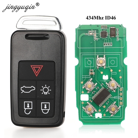 jingyuqin 5 Button Remote Key Smart Car Key Fob 434Mhz ID46 Chip for Volvo XC60 S60 S60L V40 V60 S80 XC70 KYDZ Replacement ► Photo 1/5