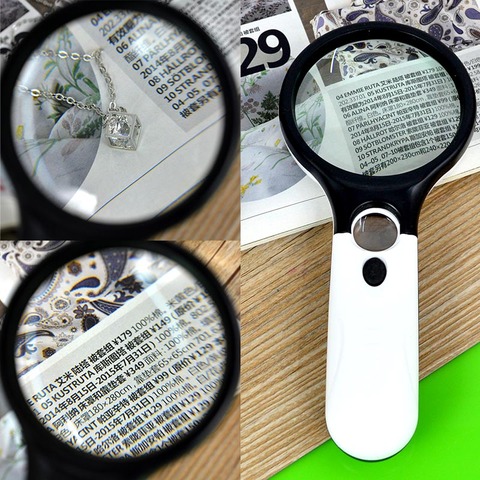 Handheld Jewelry Magnifier 40X 5X 3 LED Light Reading Magnifying Glass Loupe Magnifier Lab Magnifier For Older ► Photo 1/6
