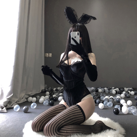 Erotic Outfit for Woman Bunny Girl Sexy Anime Cosplay Costume Rabbit Bodysuit Wrapped Chest Sweet Gift for Girlfriend 3 Colours ► Photo 1/5