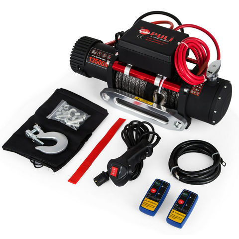 SingleLine 13500LBS 12V Electric Winch With 27m Synthetic Rope Car Winch With ATV Recovery Remote Control ► Photo 1/6