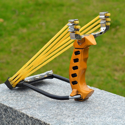 NEW With wrist support power slingshot traditional metal big power outdoor hunting slingshot  catapult rubber band slingshot ► Photo 1/6