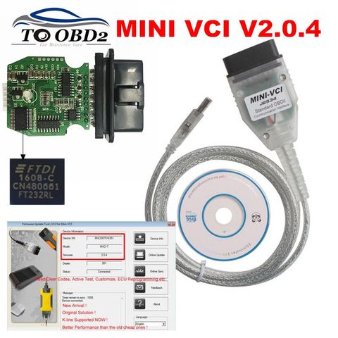 Newest V15.00.028 FT232RL Real V2.0.4 Firmware MINI VCI j2535 Support VPW Protocol MINI-VCI V2.0.4 Stable For Toyota Techstream ► Photo 1/6