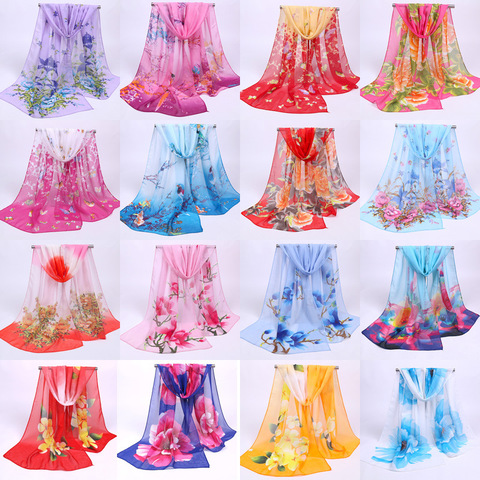 160*50cm Multi-style Holiday gift Selling chiffon striped scarf wild fashion shawl sunscreen print floral scarf scarves ► Photo 1/6