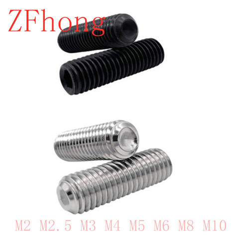 10-50PCS DIN916 M1.6 M2 M2.5 M3 M4 M5 M6 M8 stainless steel black steel cup point headness hex socket set screw grub screw ► Photo 1/2