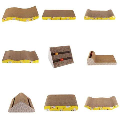 More Shape Cat Toys Cat Scratch Board Pad Scratching Posts Kitten Corrugated Paper Pad Cats Grinding Nail Scraper Mat Mattress ► Photo 1/6