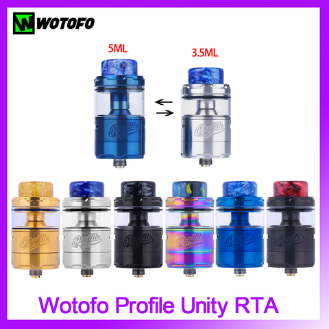 Original Vape Tank Wotofo Profile Unity RTA Tank 25mm 3.5ml 5ml Capacity Atomizer 0.13ohm Mesh coil RTA Tank For 510 thread ► Photo 1/6