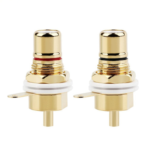 2pcs RCA Connector Female Socket Chassis Audio Speaker Terminal 28.6mm Audio Jack Bulkhead White Black Cycle Solder Plug ► Photo 1/6