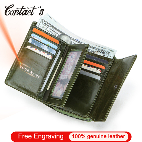 Contact's Free Engraving Wallet Women 2022 Small Money Bags Gift for Ladies Genuine Leather Female Coin Purse Card Holder Rfid ► Photo 1/6