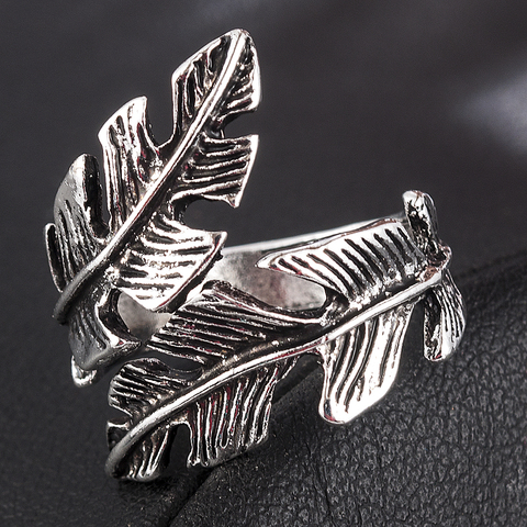 2022 NEW Fashion High Quality Fashion Women Men Antique Stainless Steel Feather Shape Ring Lover Rings Jewelry Gift ► Photo 1/6