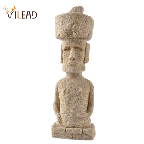 VILEAD 11'' Sandstone Easter Island Moai Pukao Statue Easter Day Figurines Home Decoration Accessories Event & Party Supplies ► Photo 1/6