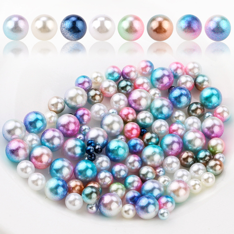 2 Colors 3mm-8mm Colorful No holes ABS round imitation pearl Garment Beads Wedding dress decoration accessories 100pcs-500pcs ► Photo 1/6