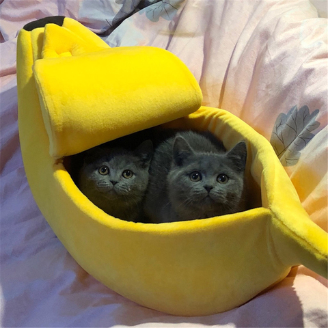 Banana Shape Pet Dog Cat home litter Bed House for Mat Durable Kennel Doggy Puppy Cushion Basket Warm Portable Cat Supplies gy ► Photo 1/6