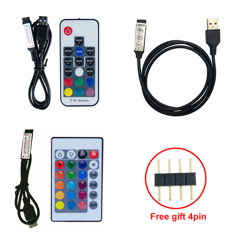 USB Led Strip Lights 5 12 24 V Volt RGB USB IR RF Remote Controller 5V 12V 24V USB LED Strip light 3 17 24 Key  Remote Wireless ► Photo 1/6