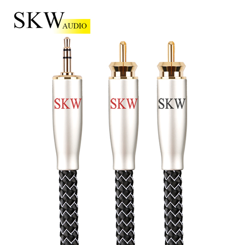 SKW 3.5mm Aux  Jack To 2 RCA Y Jack Audio Cable SOCC Conductor Male To Male For TV Computer Phone Connect Power amplifier ► Photo 1/6