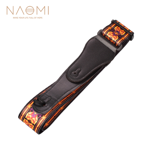 Naomi Adjustable Guitar Strap Shoulder Belt For Acoustic/ Electric Guitar Bass Soft Nylon Webbing Belt With Leather Ends ► Photo 1/6