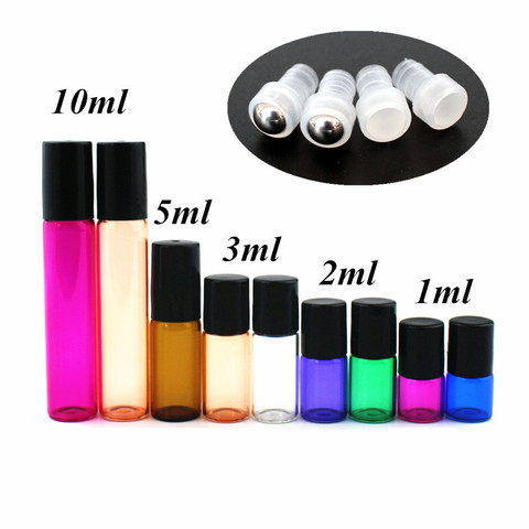 5PC/Pack 1ml 2ml 3ml 5ml 10ml Thin Glass Roll on Bottle Sample Test Roller Essential Oil Vials with Stainless Steel/Glass Ball ► Photo 1/6