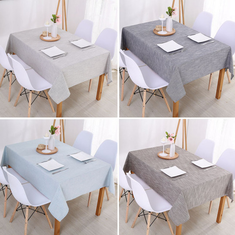 Korean Cotton Linen Tablecloth Solid Color Light Blue Dust-proof Table Cloth Wedding Banquet Rectangular Cover Cloth ► Photo 1/6