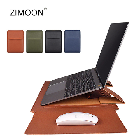 Multipurpose Laptop Bag Case for Macbook Air Pro PU Leather 13/14 inch Notebook Cover Laptop Sleeve Bag with Stand Mouse Pad ► Photo 1/6