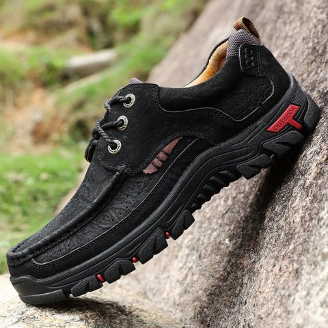 Classic Genuine Leather Mens Walking Shoes Men Boat Shoes Male Sport Sneakers Office Dress Business Outdoor Footwear Big Size 50 ► Photo 1/6