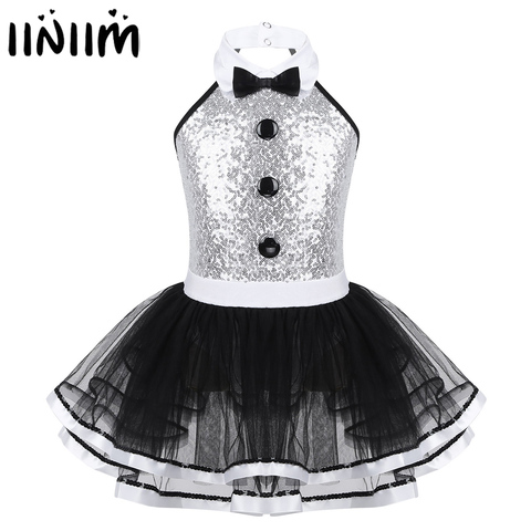 Kids Girls Sequins Leotards Gymnastics Professional Ballet Tutu Dress Modern Lyrical Dancing Costume Girls Ballerina Dance Wear ► Photo 1/6