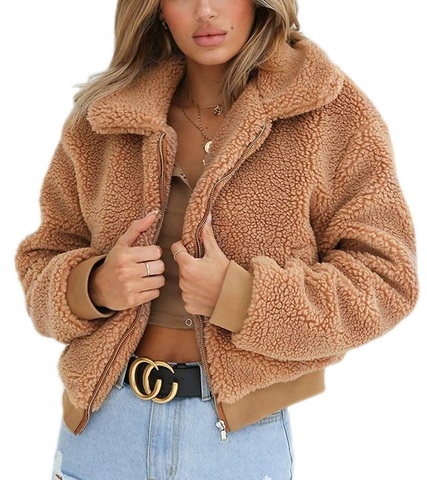 Winter Elegant Women Thick Teddy Bear Pocket Fleece Jacket Warm Coat Zip Up Outwear Overcoat Soft Fur Jacket Female Plush Coat ► Photo 1/6