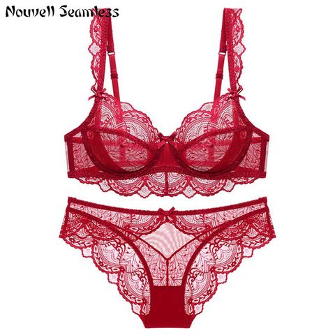 Nouvelle Seamless Sexy Transparent Ultrathin Lace Bra Briefs Sets Plus Size Lingerie Push Up Underwear ► Photo 1/6