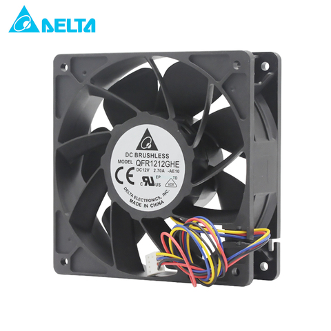 for delta QFR1212GHE QFR1212GHE-PWM 4P PMW 12V 2.7A 12038 Server cooling fan 74Y5220 120*120*38mm for Bitcoin Miner ► Photo 1/4