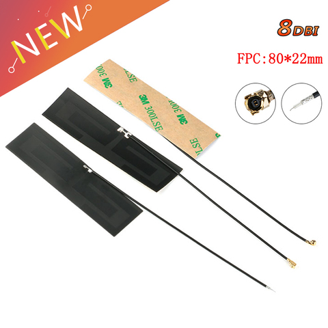 10-1Pcs GSM GPRS 2G 3G 4G LTE internal antenna 8dbi FPC connector 80*22mm wireless modem aerial 8cm Long IPEX connector ► Photo 1/6