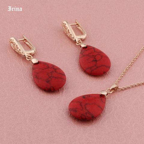 Woman Jewelry Sets 585 Rose Gold Color  Turquoises Water Drop Shape Jewelry New Fashion Jewelry Sets For  Women Earrings Set ► Photo 1/6