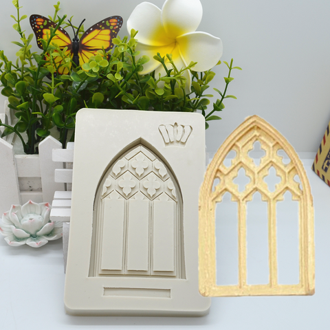 European Style Door Windows Lace Resin Silicone Mold DIY Cake Chocolate Candy Dessert Fondant Moulds Baking Decoration Tool ► Photo 1/6