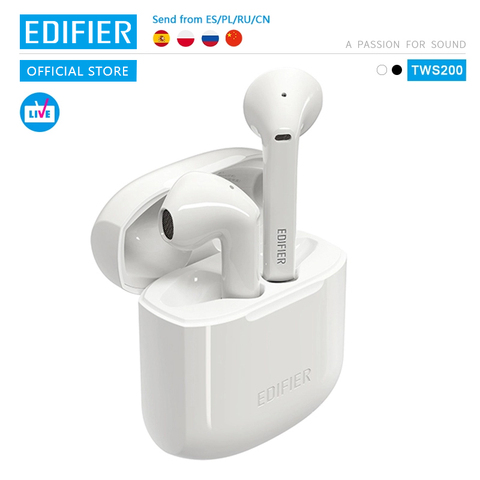 EDIFIER TWS200 TWS Earbuds Qualcomm aptX Wireless earphone Bluetooth 5.0 cVc Dual MIC Noise  cancelling up to 24h playback time ► Photo 1/6