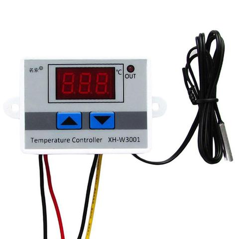 10A 12V 24V 220VAC Digital LED Temperature Controller XH-W3001 For Incubator Cooling Heating Switch Thermostat NTC Sensor ► Photo 1/6