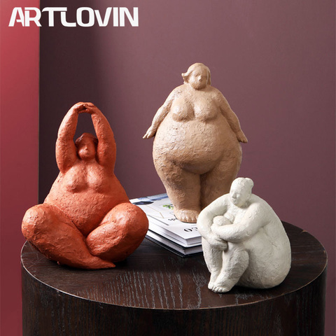 ARTLOVIN Abstract Fat Lady Figurines Vintage Woman Statue Tabletop Resin Crafts Gifts Home Decoration Ornaments Creative Figures ► Photo 1/6