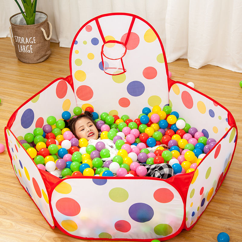 SHEDE Kids Ball Pit Baby Playpen with Basketball Hoop Extra Large Foldable Kids Play Tent Breathable Waterproof Oxford Cloth with Zipper Steel Frame Balls not Included 126x126x66cm thrifty